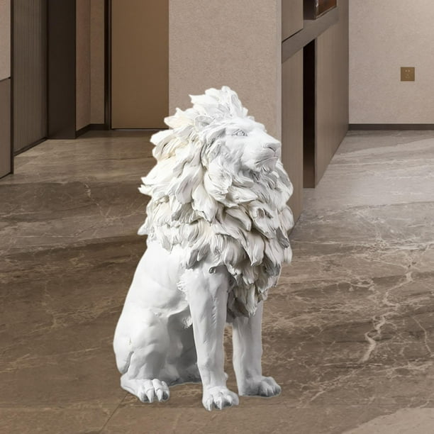 Estatua de león para decoración del hogar, figuras coleccionables, decoración grande, estatua de león sentado, estatua de Animal para regalo de apertura de puerta de oficina