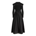 thumbnail image 2 of Black Dress Spring New High Waist Monk Lapel Pleated Pocket Design Knitted Splicing Lace Up Long Skirt-Black-S, 2 of 4