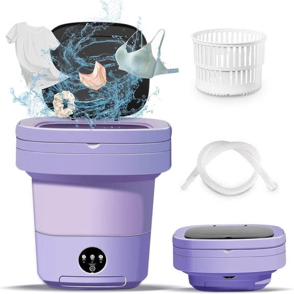 Portable Washing Machine, 8L Foldable Mini Washer with 3 Modes - Ideal for Underwear, Baby Clothes, Socks - Perfect for RVs, Apartments, Dorms & Travel, Lightweight & Space-Saving Design