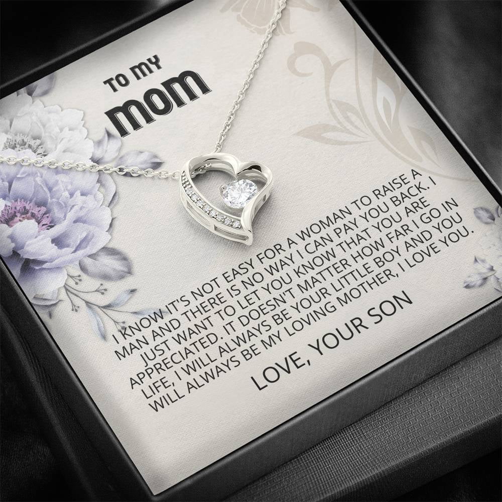 Mom - You Are Appreciated Forever Love Necklace, Mothers Day Card, Mother's Day Gift, Gift for Her, To My Mom, Son, Mom Jewelry, Son Gift to Mom, Gift for Mom from Son