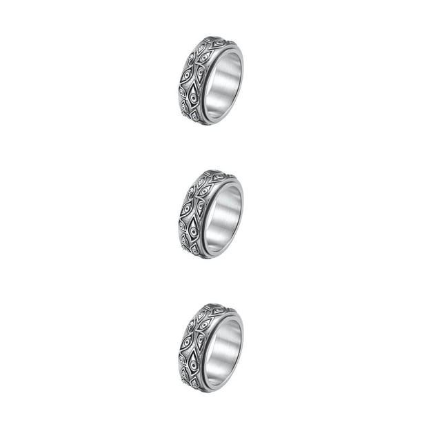 Qarigey Anillo de banda grabado, disfraz de boda, fiesta, nudillo estético, joyería para hombres, novios, accesorios de oficina, tamaño Type1 NO1