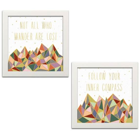 Gango Home Decor Contemporary Written in the Stars III on White & Written in the Stars IV on White by Laura Marshall (Ready to Hang); Two 12x12in White Framed Prints