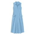 thumbnail image 4 of Guieoi Summer Dresses for Women under $10 Plus Size V-Neck Solid-Color Casual Sleeveless Long Dress with Pockets Blue S, 4 of 7