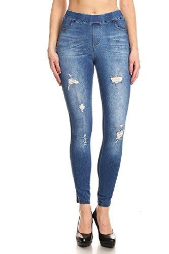 distressed pull on jeggings
