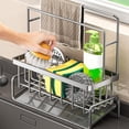 thumbnail image 4 of Escurridor De Fregadero De Cocina, Escurridor De Platos De Doble Barra, Organizador De Almacenamiento Sobre El Grifo Para Esponjas Y Paños, Gris, 4 of 9