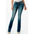 thumbnail image 2 of Grace in LA Women's Faux Flap Pocket Floral Embroidered Stretch Bootcut Jeans (29, Blue), 2 of 3