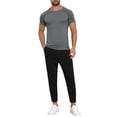 thumbnail image 2 of INSPIRE CHIC Men's Workout Stretch Crew Neck Short Sleeve Sport Running T-Shirts L Gray, 2 of 6