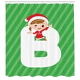 thumbnail image 3 of Ambesonne Christmas Alphabet Shower Curtain, Girl on Letter B, 69"Wx84"L, Green Dark Coral White, 3 of 3
