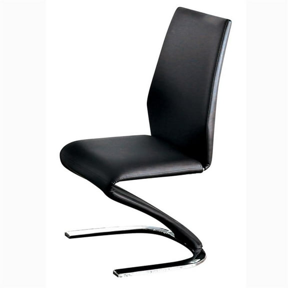 Bowery Hill Faux Leather Dining Chair in Black Finish (Set of 2)