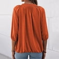 thumbnail image 3 of Follure 3/4 Sleeve Casual Tops for Women Solid Round Neck T Shirt Blouse Loose Pleated Top Tee Shirts, 3 of 6