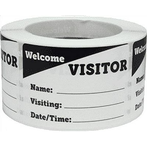 Welcome Visitor Stickers, 2.5 x 3.5 Inches Wide, 500 Labels on a Roll