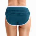 thumbnail image 6 of HCNTES Womens High Waisted Swim Bottom Retro Triangle Bikini Bottoms Tummy Control Scrunch Swimwear Dark Blue,5XL, 6 of 9