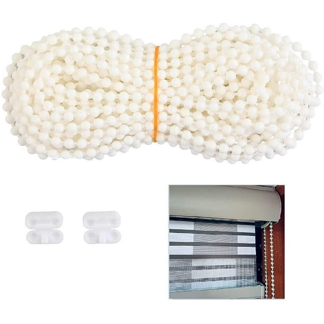 Plastic Blinds Beaded Chain Cord - Vertical Roman Roller Shade Blind Ball Repair with 2pcs Connector Clips