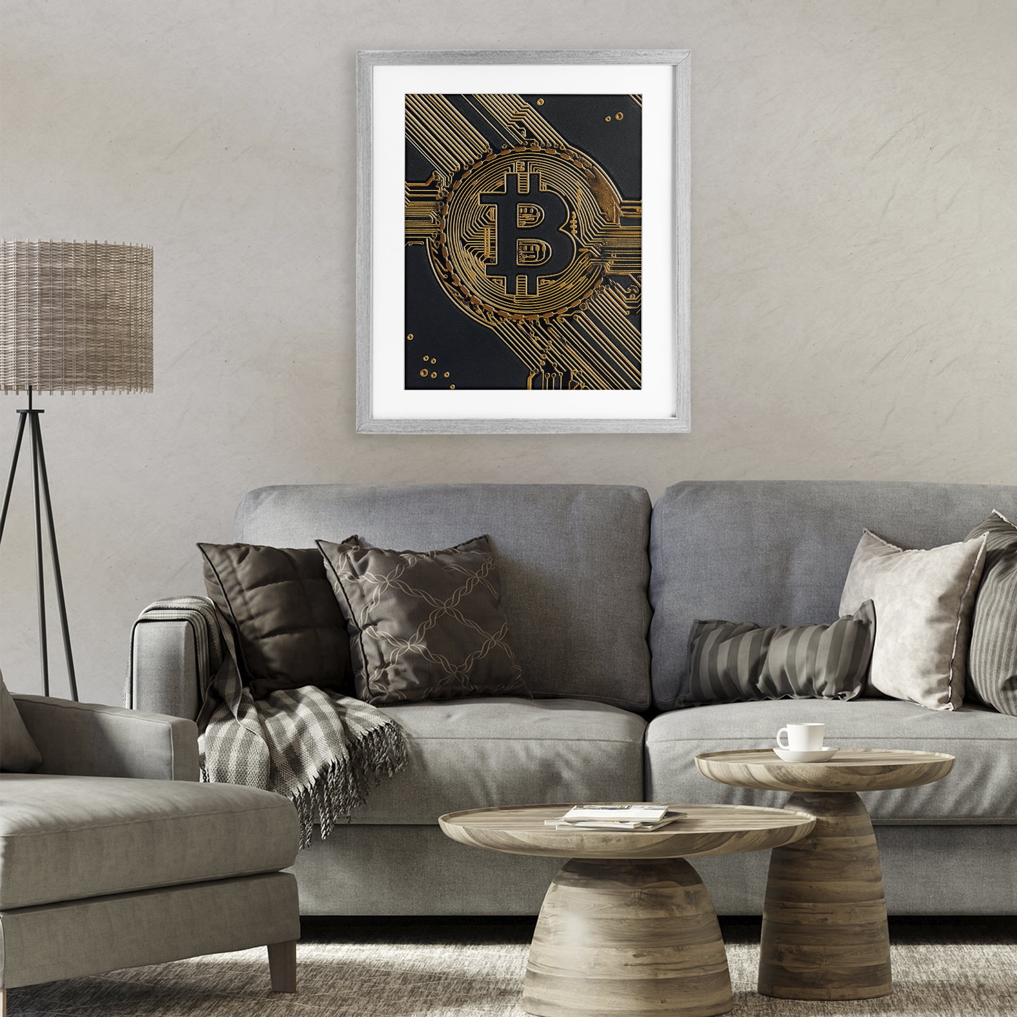 Stupell Industries Web Of Wealth Circuits Gray Framed Print Under Glass, design by Svetlana Aleynikova
