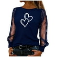 thumbnail image 2 of Xdegoge Going Out Tops for Women Mesh Long Sleeve Sheer Blouse Dressy Heart Graphic Cute Valentines Shirts Crewneck Lace Undershirt Holiday Party Night Outfit, 2 of 7