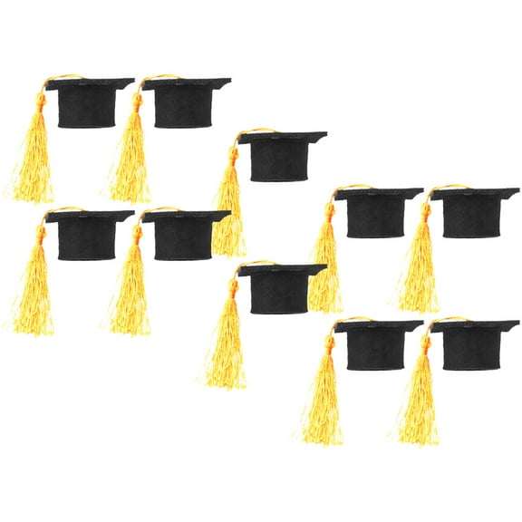 CATIEBYE Bottle Topper Graduation Cap Decor Blue Nonwovens 10Pcs 2.16X2.16X1.26In