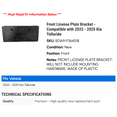 thumbnail image 2 of Front License Plate Bracket - Compatible with 2023 - 2025 Kia Telluride 2024, 2 of 2