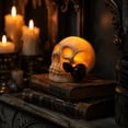 thumbnail image 4 of Halloween Skeleton Light White Skull with Red Rose Spooky Home Decor Goth Home Decor Gothic Home Decor Day of The Dead Decorations Vintage Halloween Decor Indoor Outdoor Halloween, 4 of 7