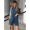 thumbnail image 3 of Ekouaer Women's 2 Piece Lounge Set 2025 Summer Biker Shorts Set Outfits Short Sleeve Oversized Top Matching Tracksuit, 3 of 6
