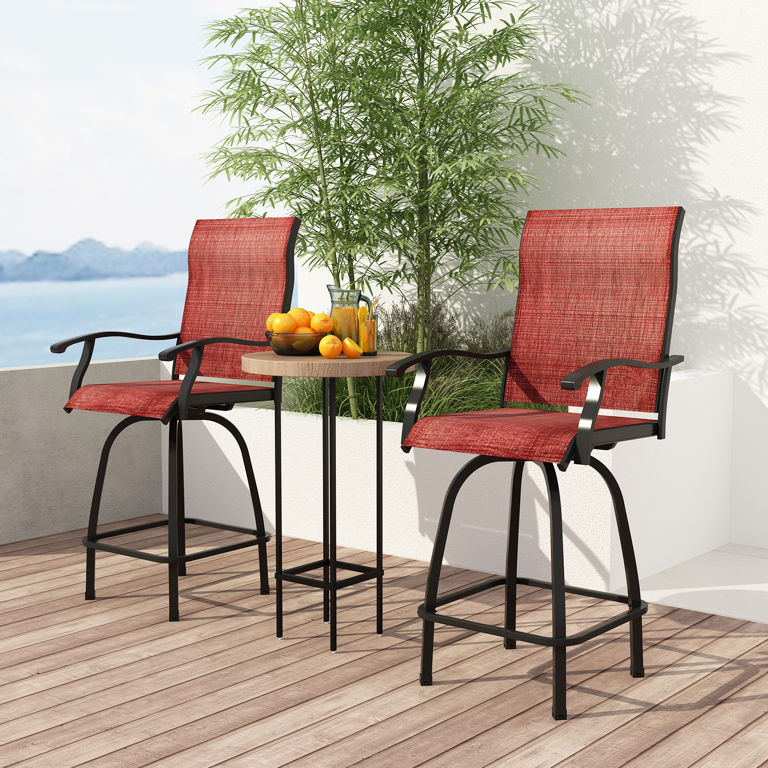 FUFU&GAGA Bar Stools Outdoor Kitchen Bar Height Patio Chairs Padded