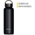 thumbnail image 5 of BluePeak Double Wall Insulated Stainless Steel Water Bottle With Straw - 24 Oz Wide Mouth Flask Thermos With Handle & Extra Lid, Keeps Drink Cold Or Hot For Sports, Hiking, Workout (Black), 5 of 5