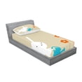 thumbnail image 2 of Ambesonne Animal Fitted Sheet & Pillow Sham Set, Bunny with Flowers, Twinxl, White Tan and Blue, 2 of 2
