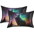 thumbnail image 2 of Wolf Satin Pillowcase for Hair and Skin Silk Pillowcase Soft Breathable Sleeping Pillow Covers Smooth Cooling Pillowcase with Envelope Closure Size Standard 20x30 in Home Decor Gifts, 2 of 7