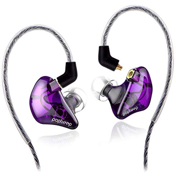 BASN Moniteurs Intra-Auriculaires Professionnels à Double Conducteur avec 2 Câbles MMCX Amovibles et Étui de Transport - Violet