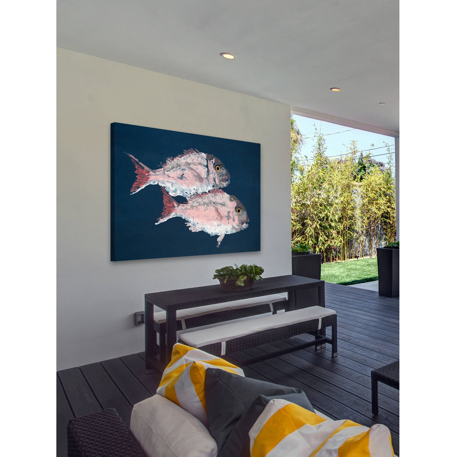 Marmont Hill "Piranha Pair" by Michael Pantalos Painting Print on Wrapped Canvas