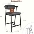 thumbnail image 3 of Rugerasy 26Inch Bar Stools Set of 4,Adjustable Swivel Barstools,Faux Leather Bar Chairs,UpholsteRed Counter Height with Soft Backrest for Kitchen Island,Black, 3 of 6