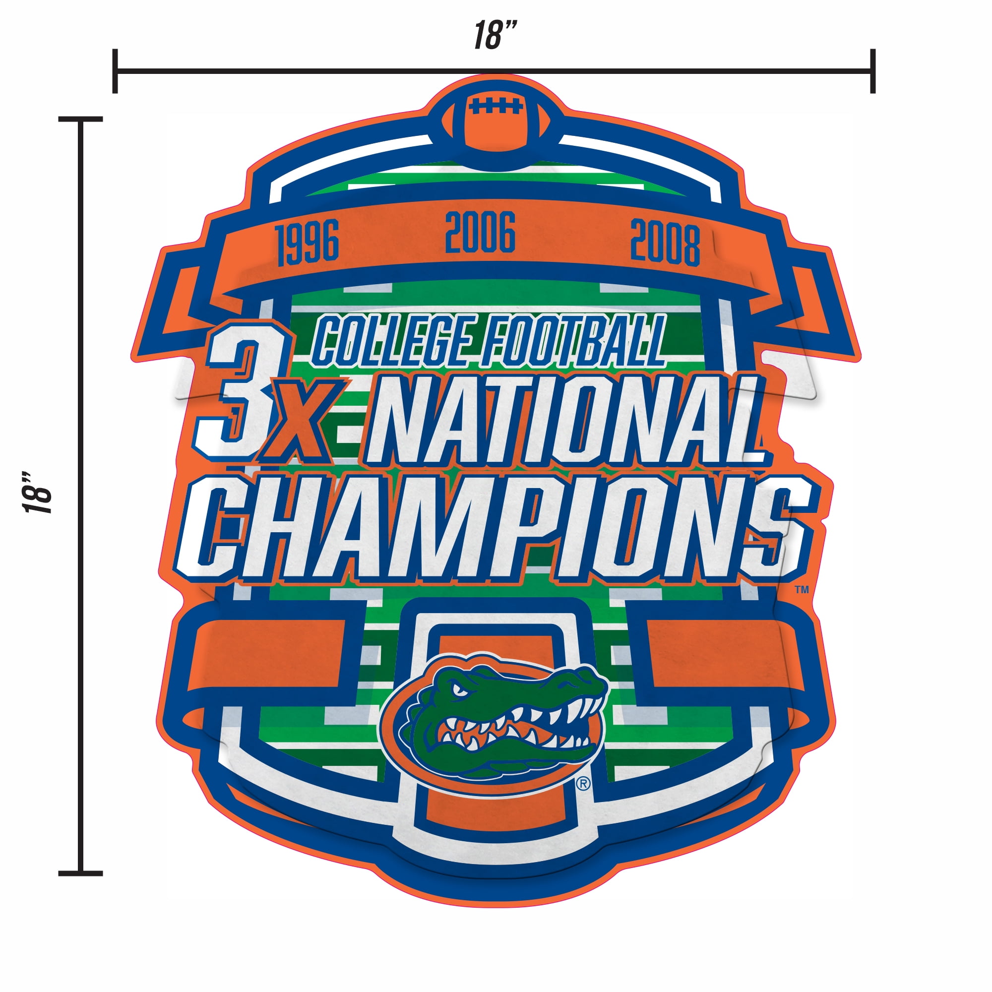 Florida University 3 Time College Football Champs Shape-Cut Pennant
