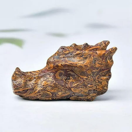 EOEMY Natural Quartz Crystal Dragon Head Skull Carved Mini Reiki Animal Skeleton Decor-Golden Silk Jade Quartz EOEMY Natural Quartz Crystal Dragon Head Skull Carved Mini Reiki Animal Skeleton Decor-Golden Silk Jade Quartz