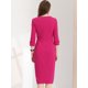 thumbnail image 4 of Vestido de tubo dividido elegante con cuello barco y mangas 3/4 para mujer Fushcia S, 4 of 6