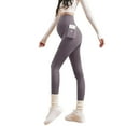 thumbnail image 3 of QIUOMBBP Maternity Leggings with Pockets Over The Belly Stretchy Workout Yoga Pregnancy Pants Coffee M, 3 of 5