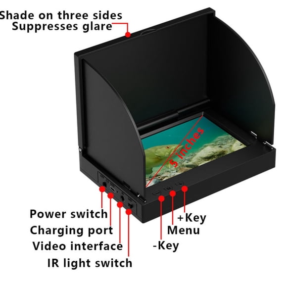 BCLONG 5.0 inch IPS Display Fish Finder Underwater Fishing Camera 220°wide angle