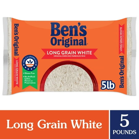 BEN S ORIGINAL Enriched Long Grain White Rice  Parboiled Rice  5 LB Bag