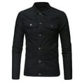 thumbnail image 4 of Men's Autumn Winter Button Solid Color Vintage Denim Jacket Tops Blouse Coat 2XL, 4 of 5