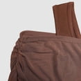 thumbnail image 5 of Women's Plus Size 2 in 1 Off Shoulder T Shirt Ruched Sheer Bell Long Sleeve Tee, Casual Slim Fit Going Out Y2k Shirts Blouses(Brown,L), 5 of 7