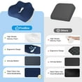 thumbnail image 2 of Memory Foam Seat Cushion for Office Chair, Ergonomic Office Chair Seat Cushion Butt Pillow Pressure Relief Pad with Washable Cover, Coccyx Cushion for Sciatica, Hip, Tailbone Pain Relief, Dark Blue, 2 of 7