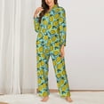 thumbnail image 2 of Honeii Lemon print Women's Pajama Sets Long Sleeve Button Down Sleepwear Nightwear Soft Pjs Lounge Sets-X-Large, 2 of 7