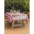 thumbnail image 2 of Easter Bunny Eggs Outdoor Tablecloth - 60x120 Inch Rectangle Dining Table Cover, Spring Wildflowers Plants Pink Farm Plaid Waterproof Outdoor Table Cloth with Umbrella Hole & Zipper for Picnic/Patio, 2 of 7