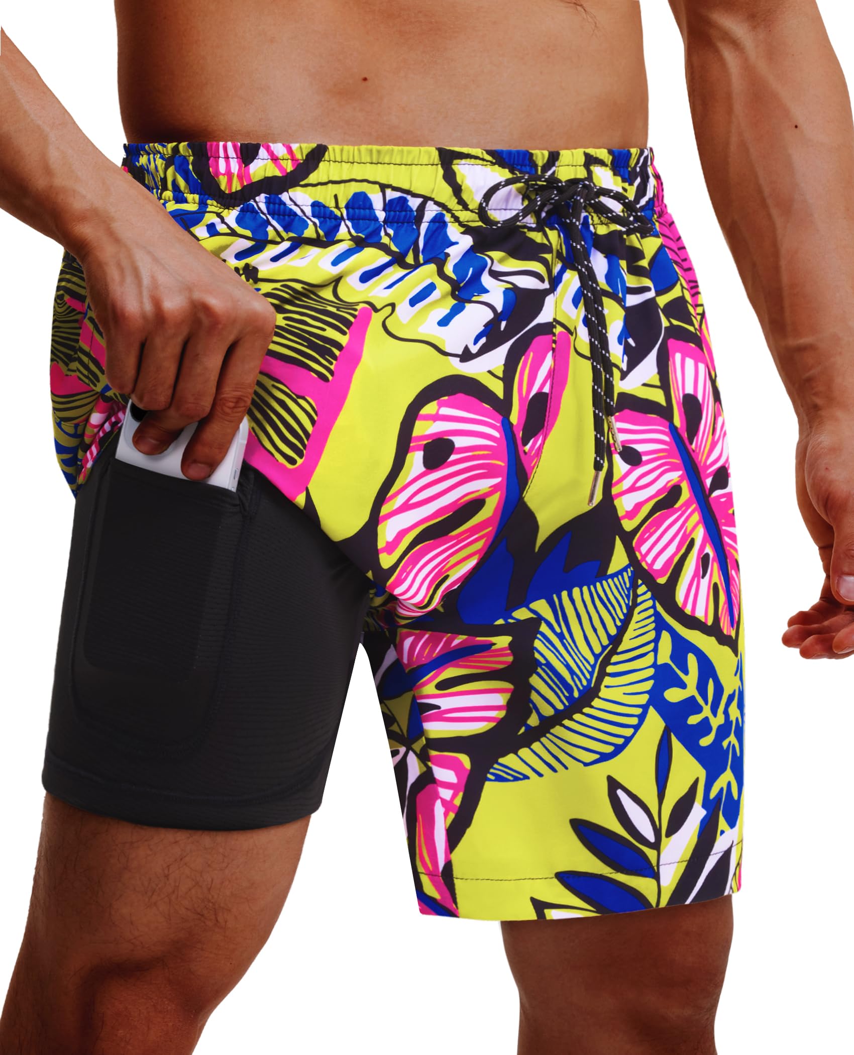 Calção Banho Masculino Gleeease - Com Forro Compressão - 12cm - Bolso Celular