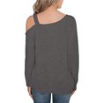 thumbnail image 4 of Pompotops Mode Femme Décontractée Col Rond Manches Longues Épaules Dénudées Hauts Unis Blouse, 4 of 4