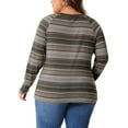 thumbnail image 3 of Agnes Orinda Plus Size Casual Tops for Women Long Sleeve T-Shirt Notch V Neck Blouses Fall Winter Tunics 2X Green, 3 of 6