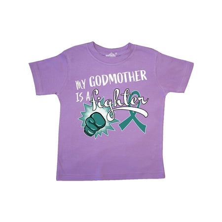 

Inktastic Ovarian Cancer Awareness My Godmother is a Fighter Gift Toddler Boy or Toddler Girl T-Shirt