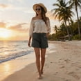 thumbnail image 6 of JFGHDG Women's Sweat Shorts with Pockets Cotton French Terry Drawstring Summer Workout Casual Lounge Beach Shorts with Pockets Dark Gray L, 6 of 8