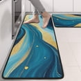 thumbnail image 2 of Kitchen Rugs Sets Of 2,Blue Gold Wave Marble Pattern Anti Fatigue Kitchen Mat Rugs Non Slip Washable,Decorative Kitchen Floor Mats for Kitchen,Sink,Laundry,17"x47"+17"x47", 2 of 5