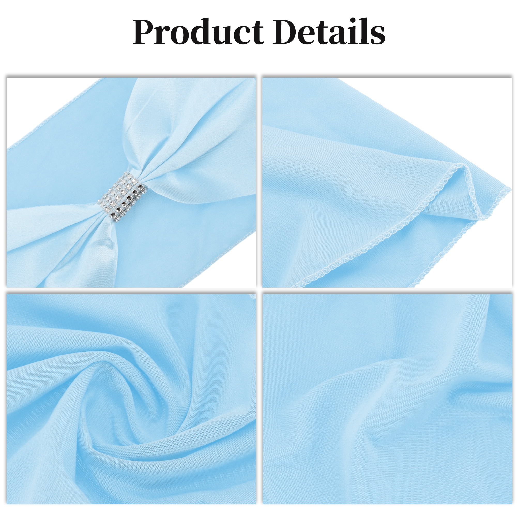 Unique Bargains 10Pcs Chair Sashes Bow Stretch Cover Band for Wedding Christmas Dark Blue