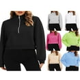 thumbnail image 4 of PENGXIANG Chandails en Molleton Demi-Fermeture à Glissière pour Femmes Col Montant Manches Longues Chandail Tops, 4 of 5