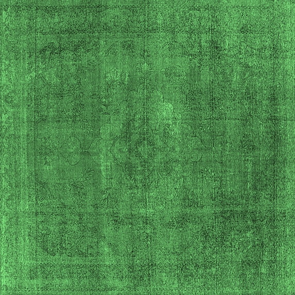 Ahgly Company Indoor Square Oriental Emerald Green Industrial Area Rugs, 8' Square